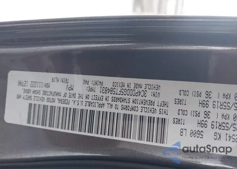 2015 Dodge Journey Limited z USA, uszkodzony, nr VIN 3C4PDDDG5FT584831